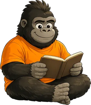 Root, the Driva Dev mascot, reading a book