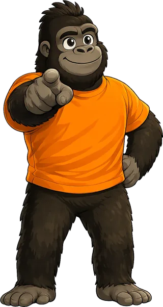 Root, the Driva Dev mascot, pointing ahead